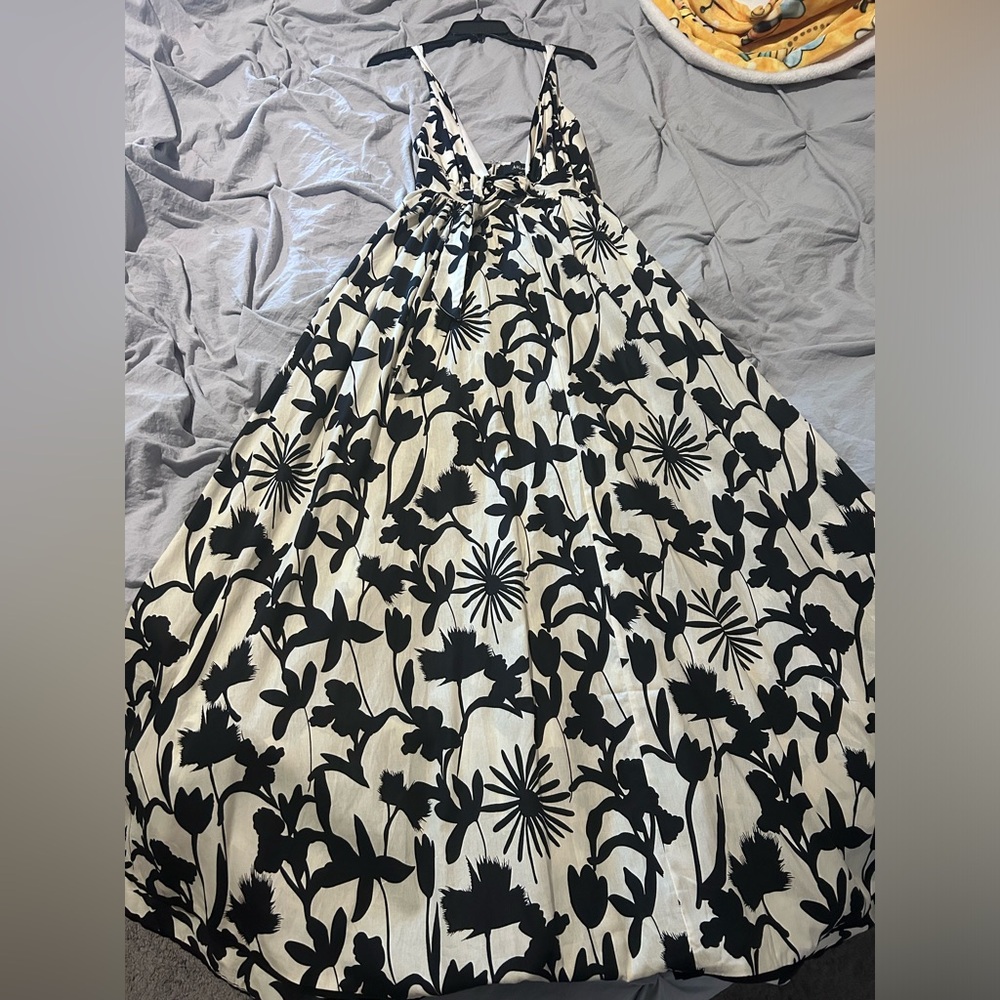 New with tags Unique vintage cream and black floral maxi dress
